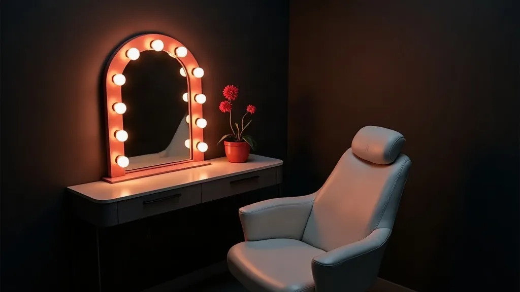 A carbon-laser Hollywood facial in progress in the studio's dark, quiet treatment room